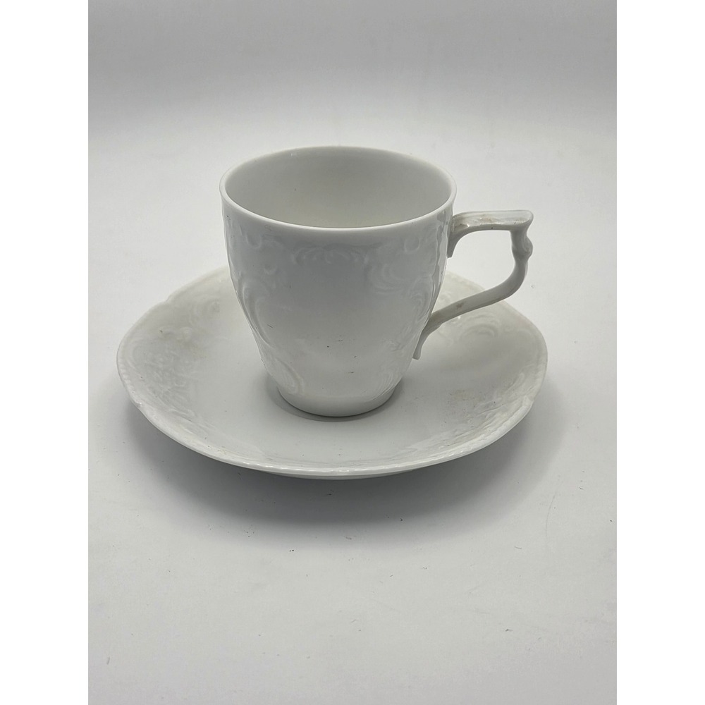 Rosenthal Group Germany Classic Rose White Porcelain Espresso Cup Saucer Set 4